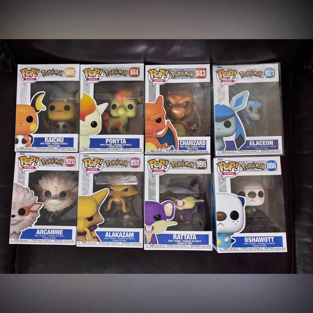 Eight funko pop Pokémon theme